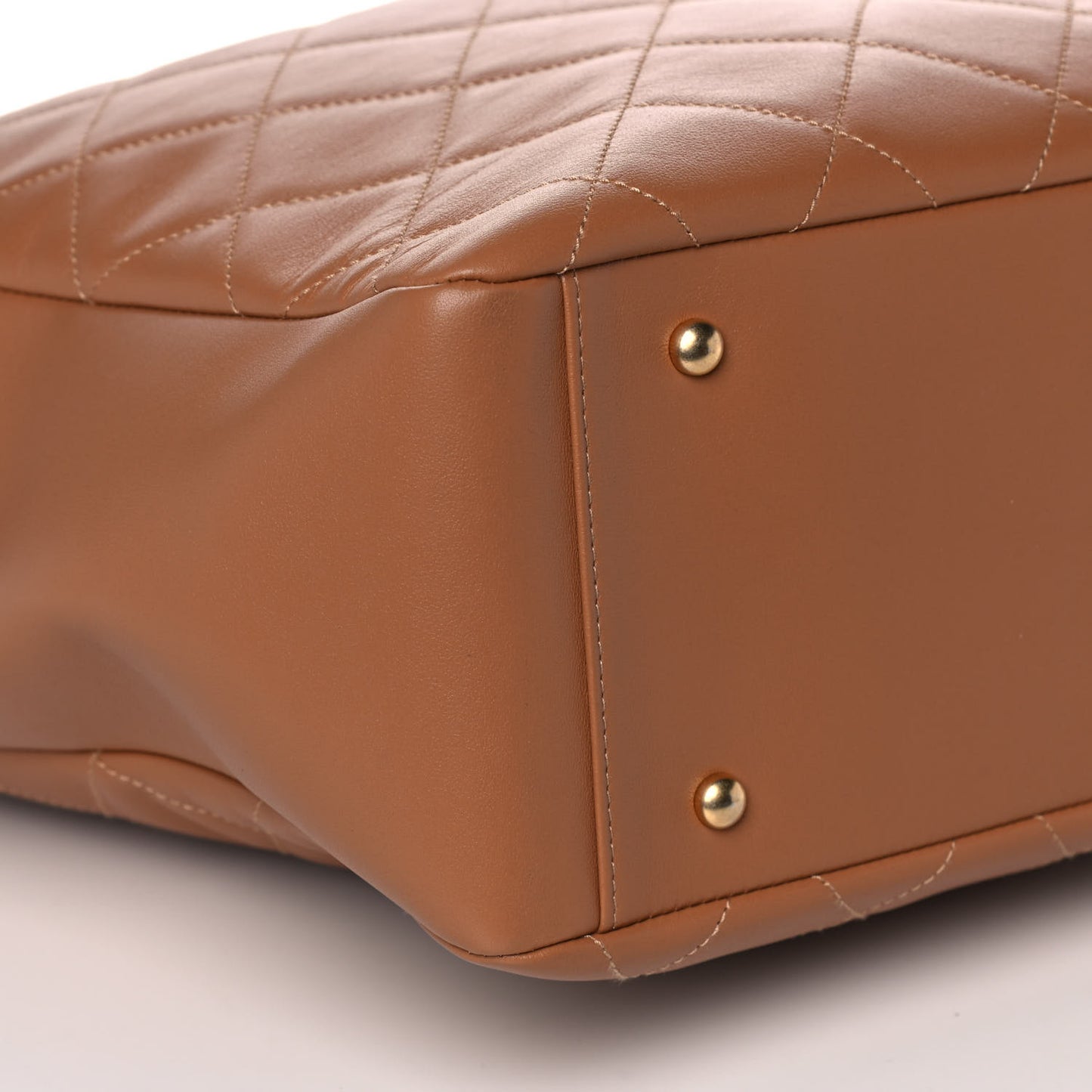 Calfskin Stitched Large Shopping Bag Brown