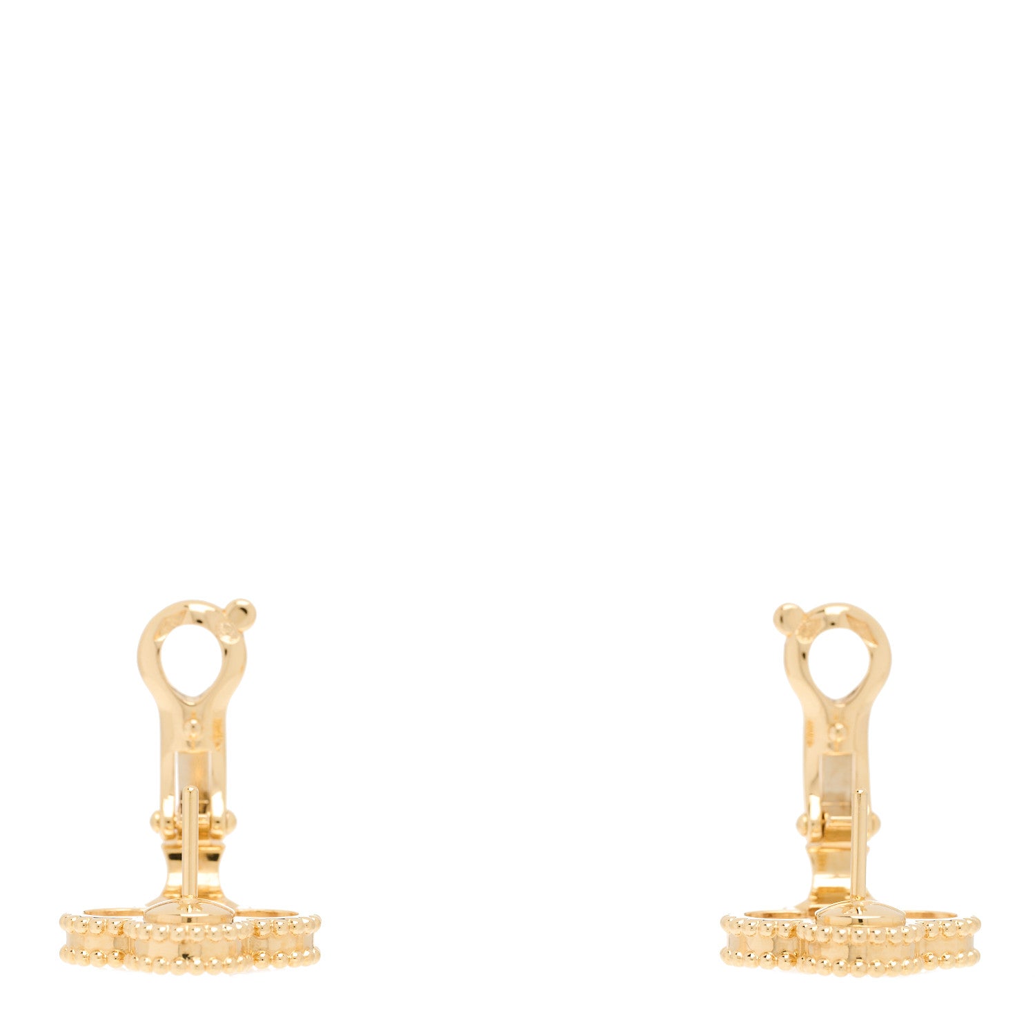 Van Cleef & Arpels 18K Yellow Gold Mother of Pearl Vintage Alhambra Earrings 3 of 5