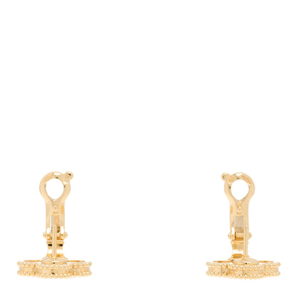 Van Cleef & Arpels 18K Yellow Gold Mother of Pearl Vintage Alhambra Earrings 3 of 5