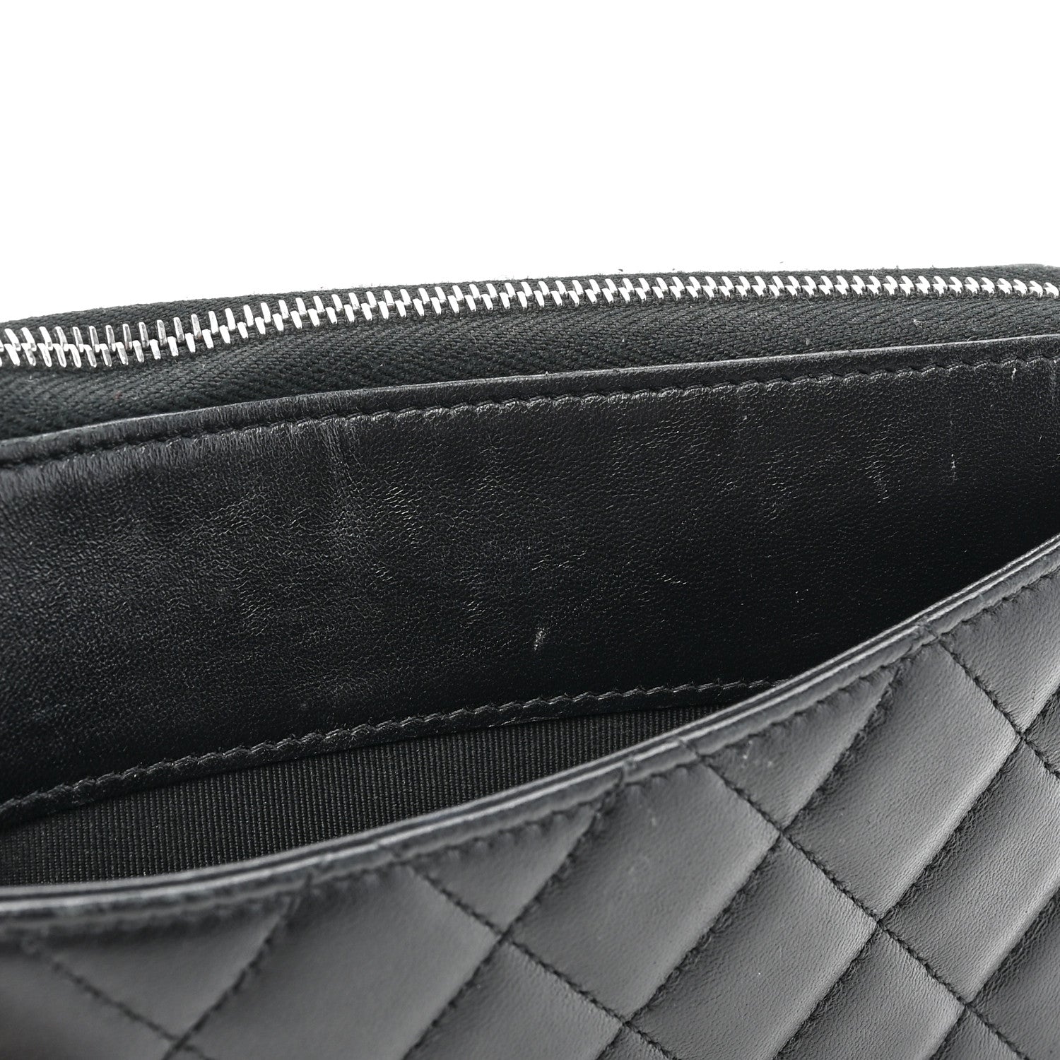 Chanel Lambskin Quilted Large Gusset Zip Around Wallet Black 17 of 18