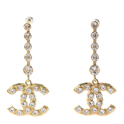 Chanel CC Crystal Drop Earrings Gold 1 of 5