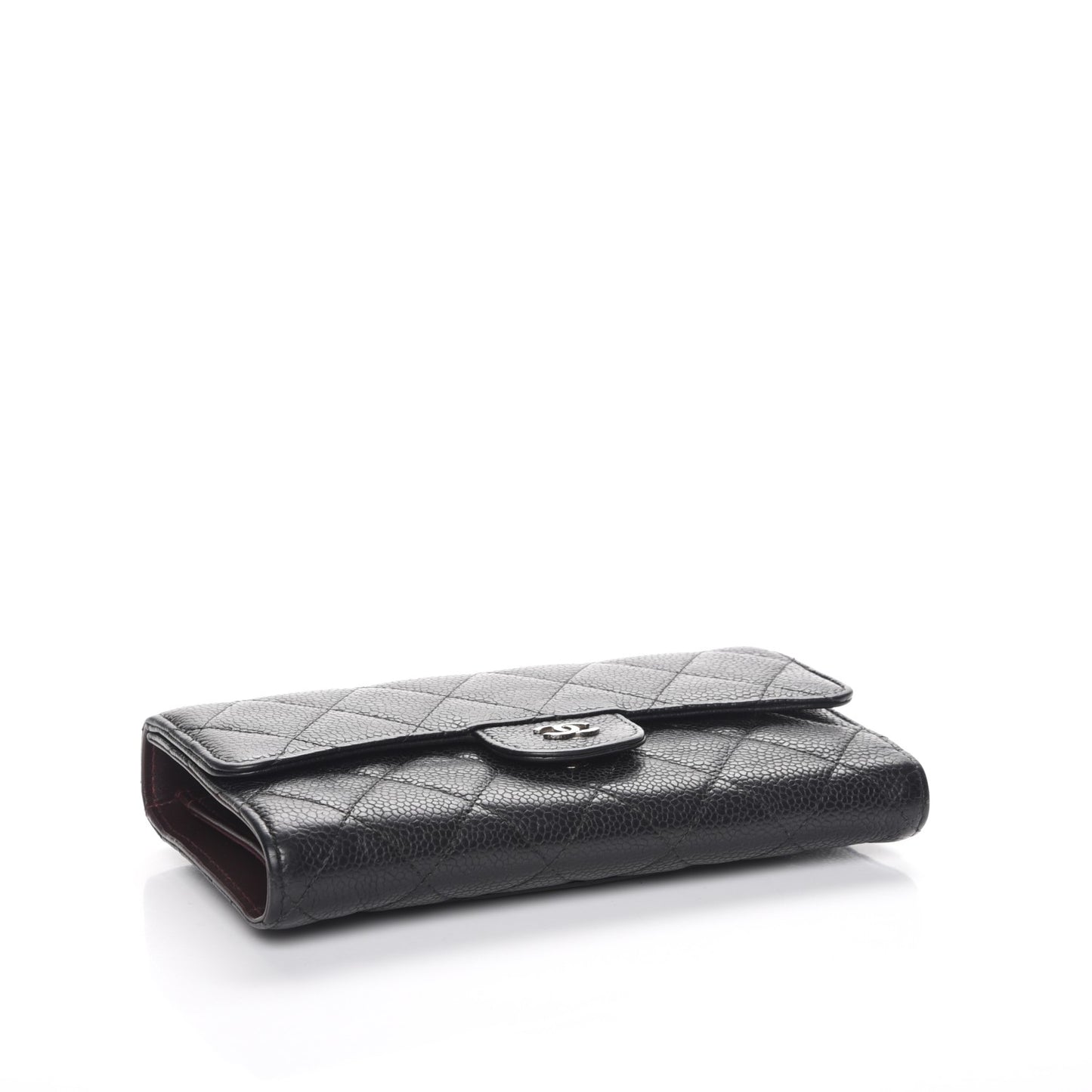 Caviar Quilted Long Flap Wallet Black