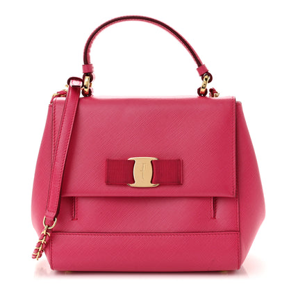 Salvatore Ferragamo Saffiano Carrie Shoulder Bag Pink 1 of 12