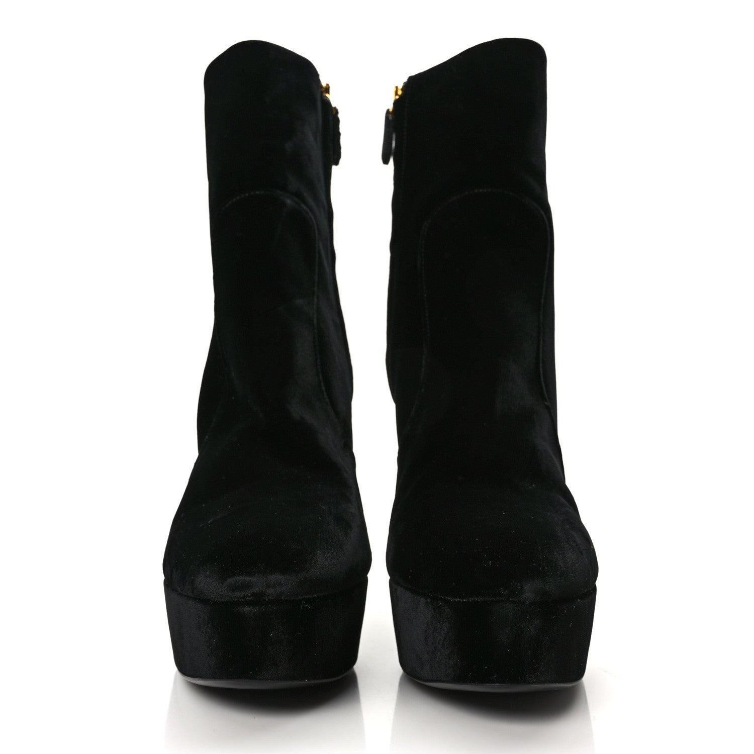 Prada Velvet Platform Ankle Boots 41 Black 2 of 7