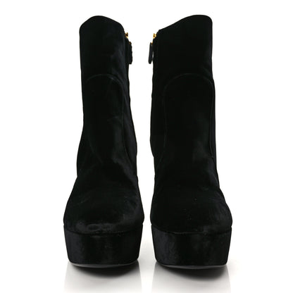Prada Velvet Platform Ankle Boots 41 Black 2 of 7
