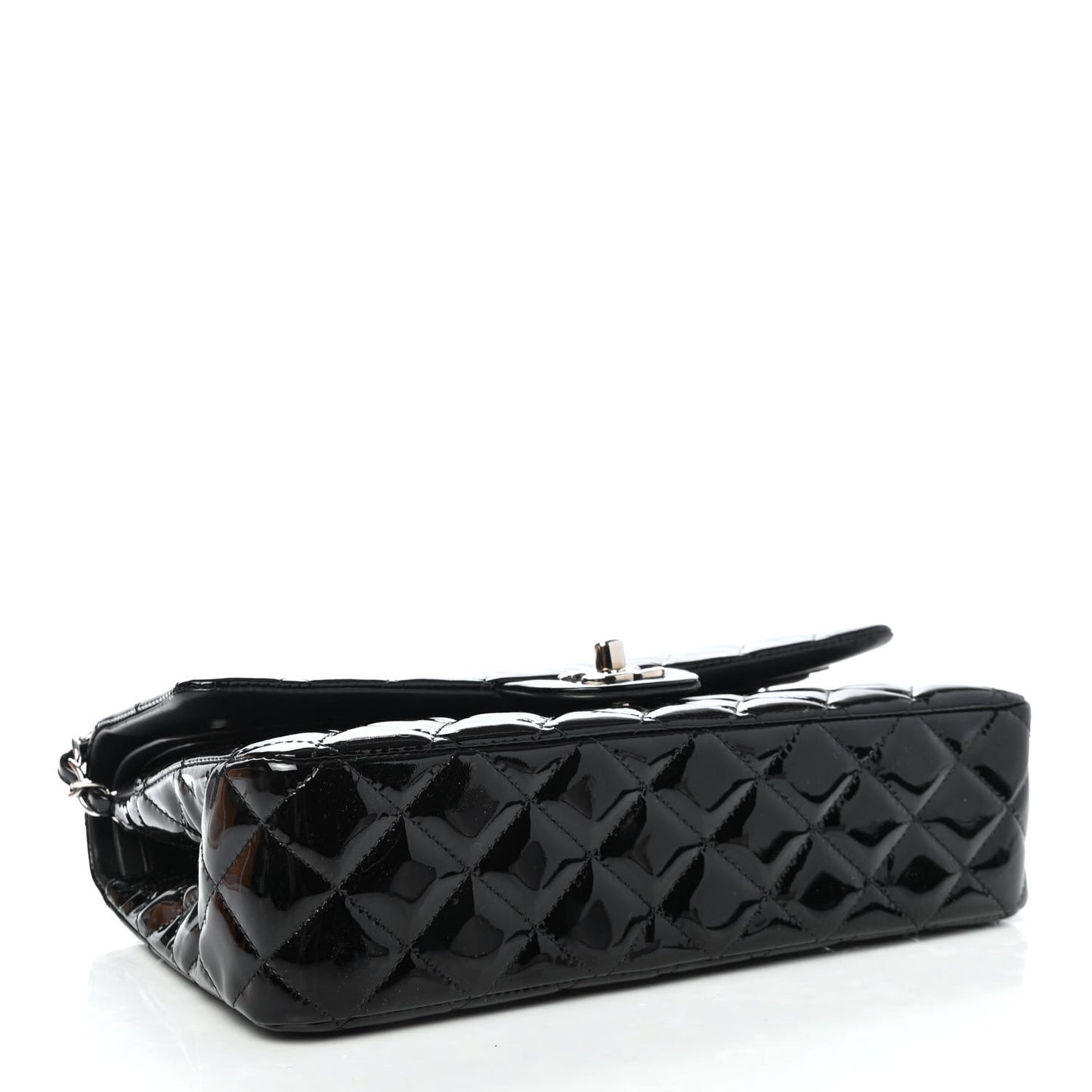 Patent Quilted Medium Double Flap Black
