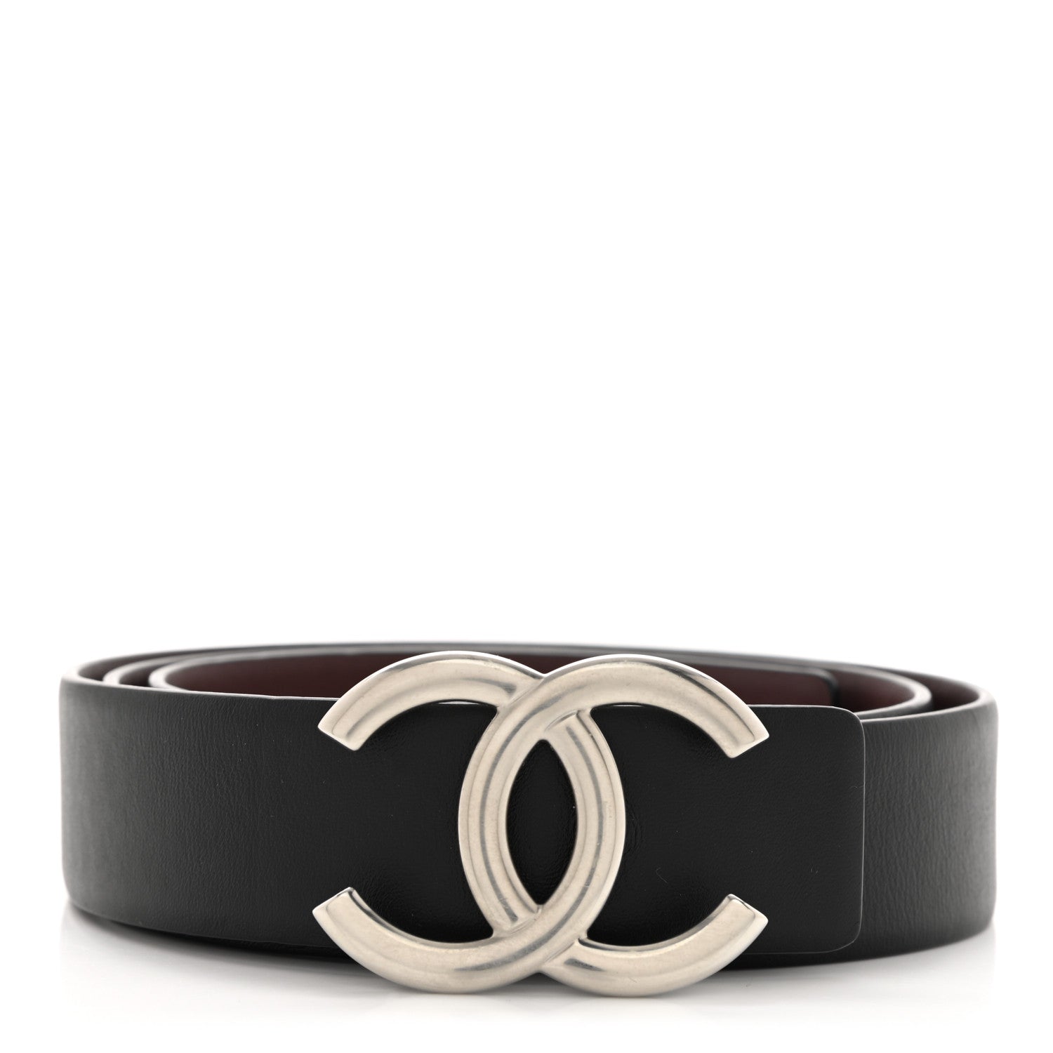 Chanel Calfskin CC Reversible Belt 85 Black Burgundy 1 of 5