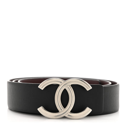 Chanel Calfskin CC Reversible Belt 85 Black Burgundy 1 of 5