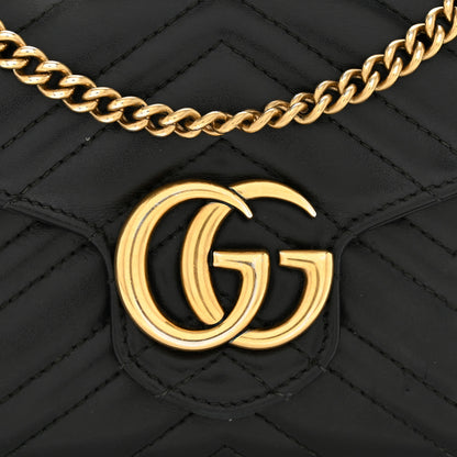 Gucci Calfskin Matelasse GG Marmont Chain Wallet Black 14 of 15