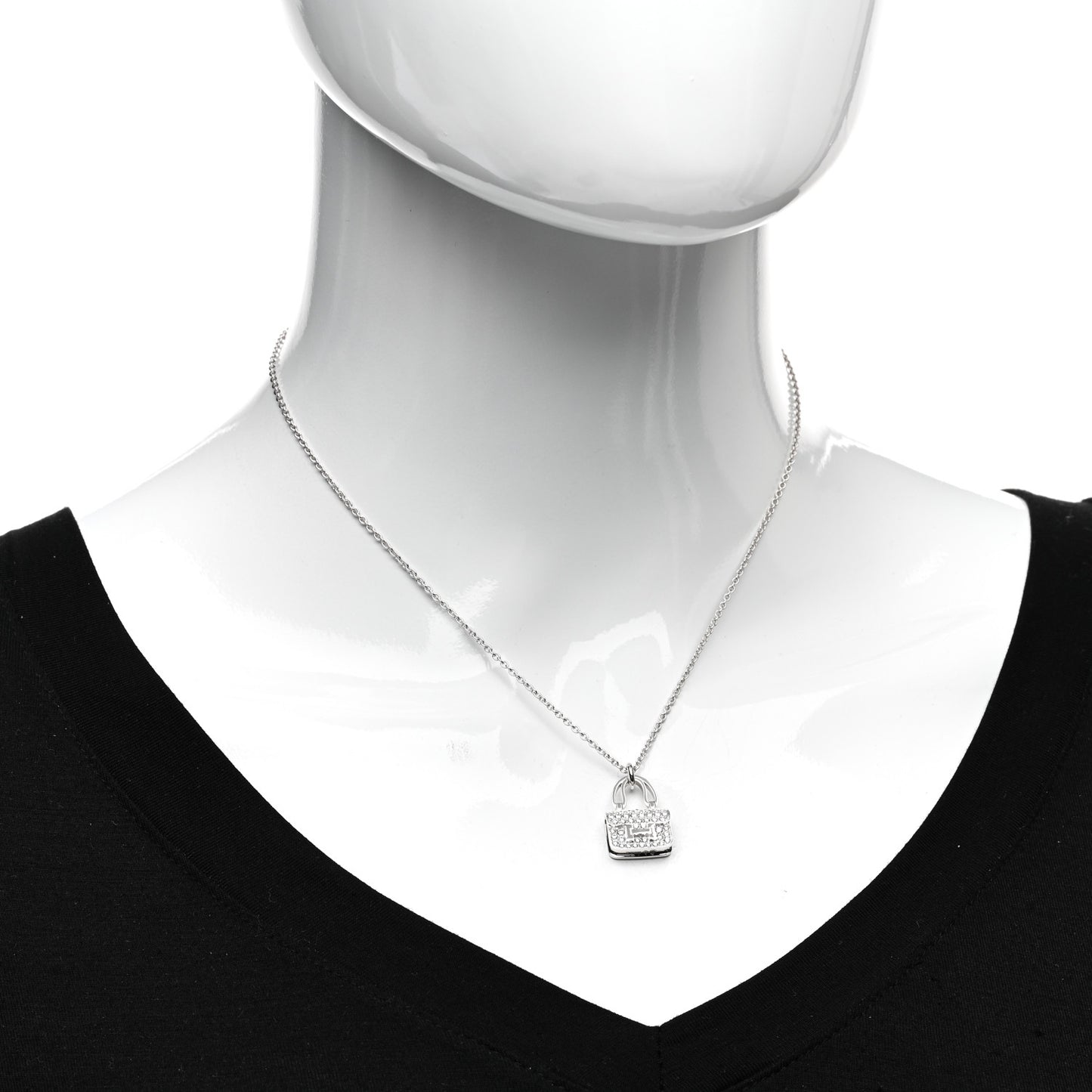 18K White Gold Diamond Constance Amulettes Pendant Necklace