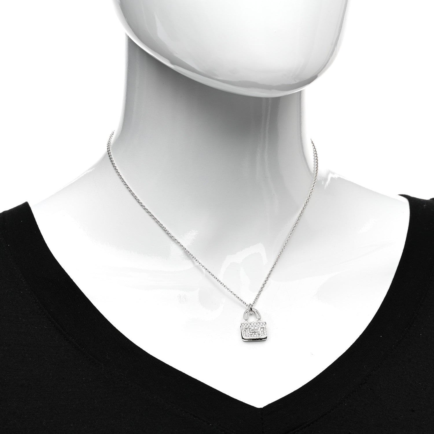 Hermes 18K White Gold Diamond Constance Amulettes Pendant Necklace 2 of 6