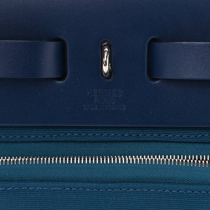 Hermes Military Toile Vache Hunter Verso Herbag Zip Retourne 31 PM Jaune Or Bleu Outremer Bleu Saphir 7 of 13