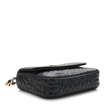Chanel Lambskin Camellia Embossed Chain Belt Bag Black 4 of 11