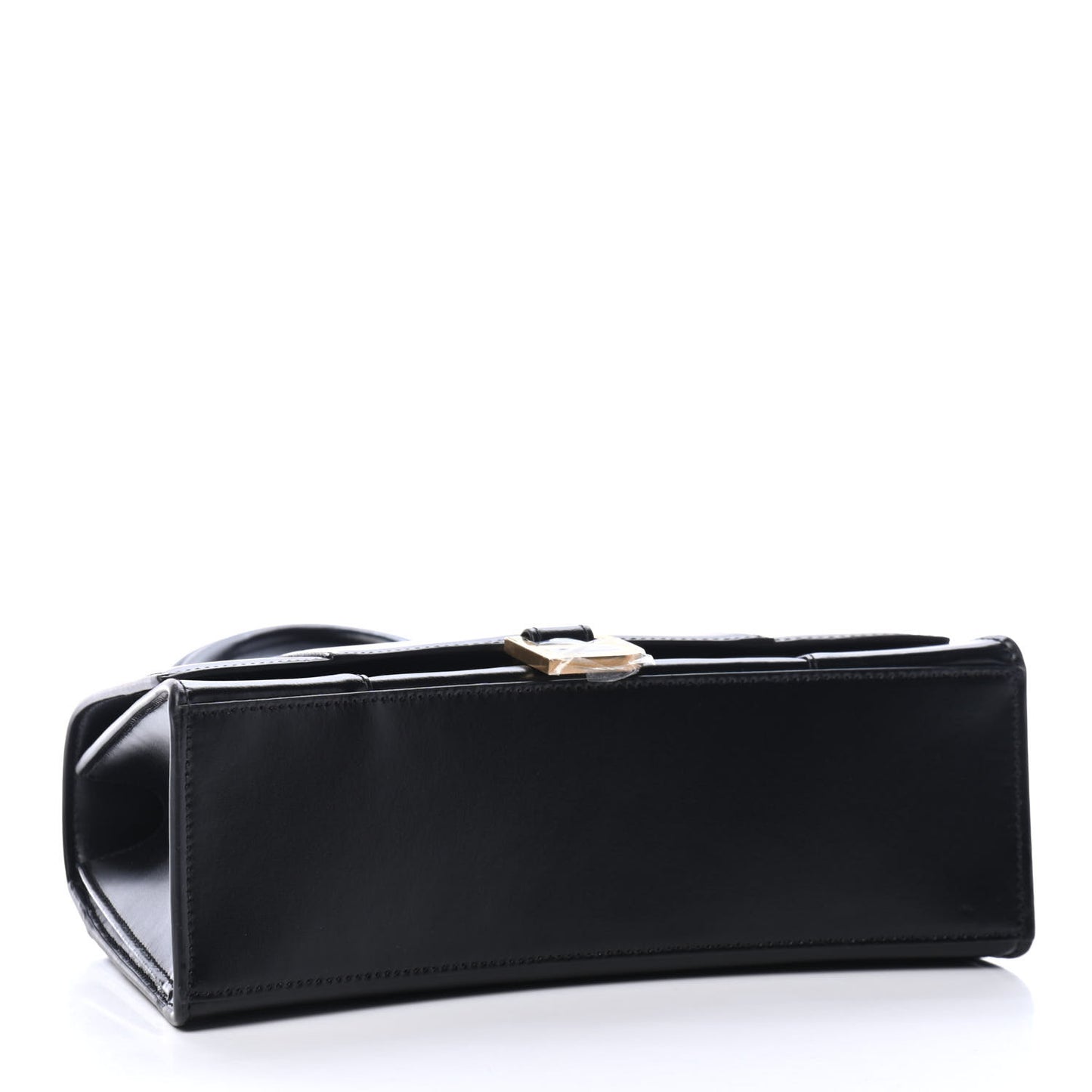 Shiny Box Calfskin Medium Hourglass Top Handle Bag Black