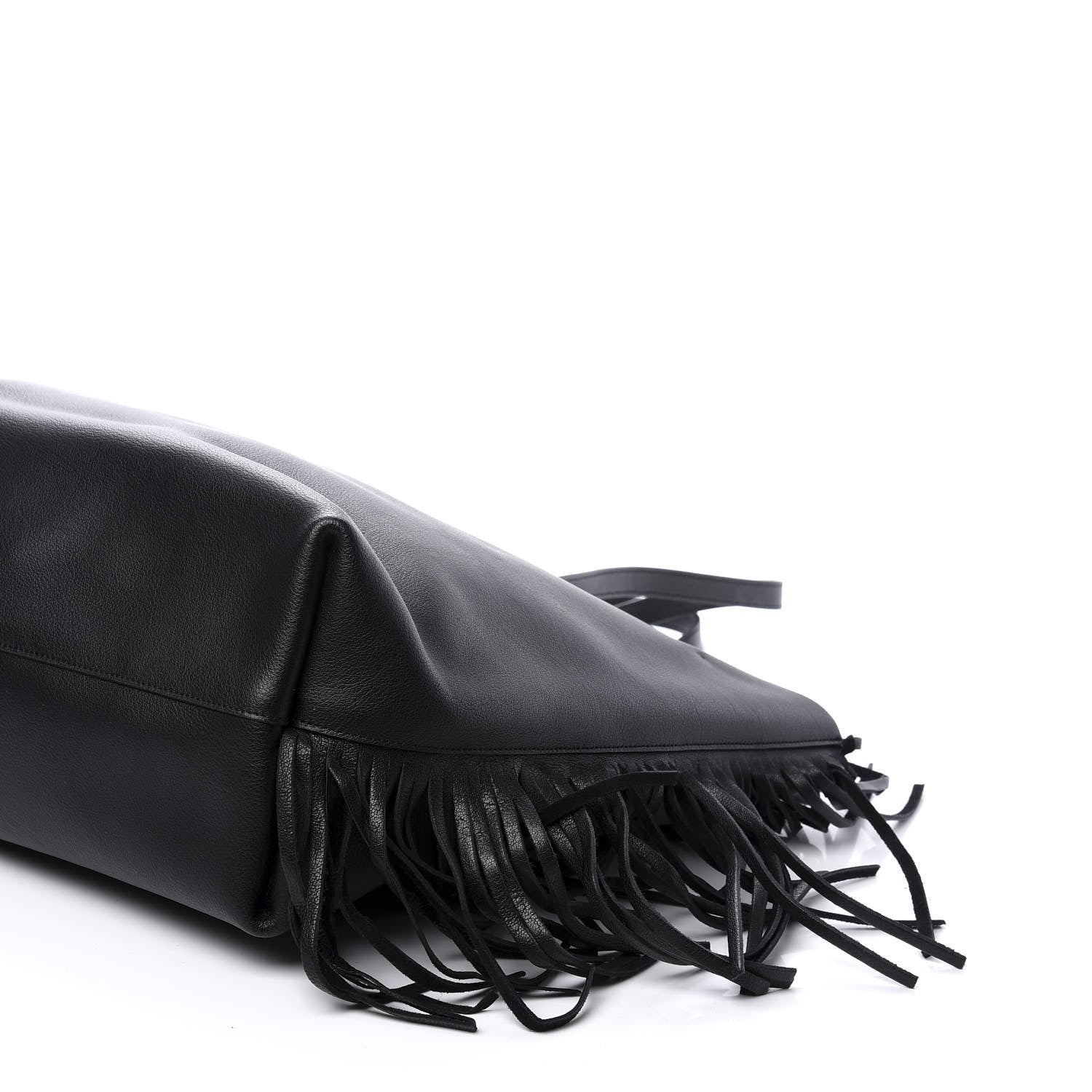 Saint Laurent Calfskin Large Fringe Shopping Tote Black 13 of 15