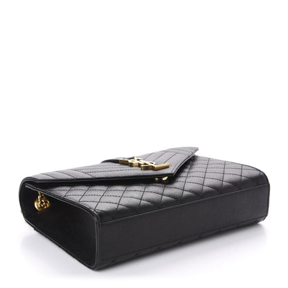 Saint Laurent Grain De Poudre Textured Mixed Matelasse Triquilt Medium Monogram Satchel Black 4 of 11