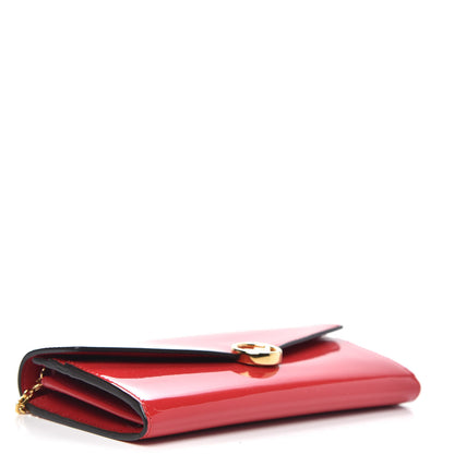 Fendi Vitello Vernice Mou F is Fendi Continental Envelope Wallet On Chain Rosso Cardinale 4 of 8