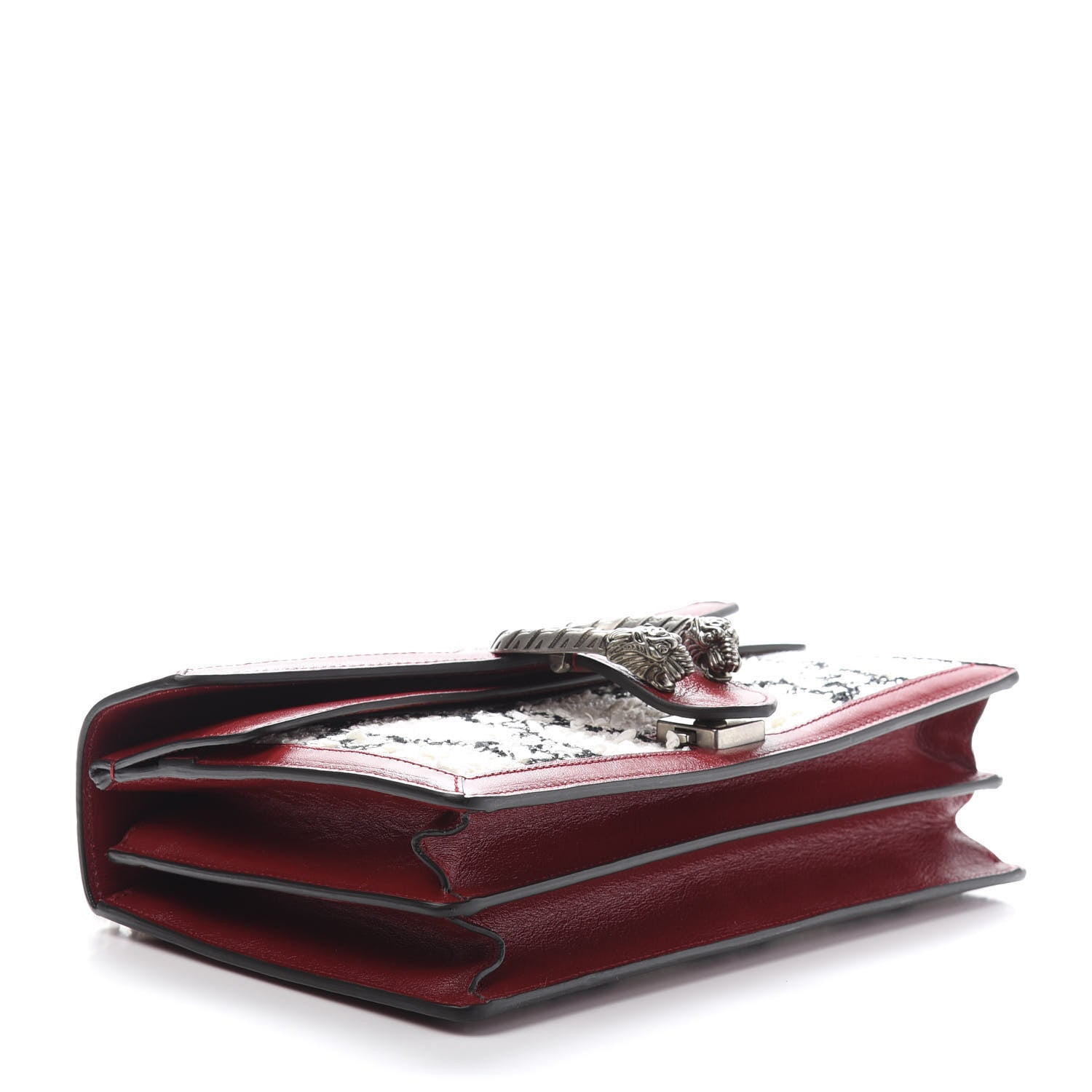 Gucci Tweed GG Monogram Small Dionysus Shoulder Bag White Black Romantic Cherry 4 of 11