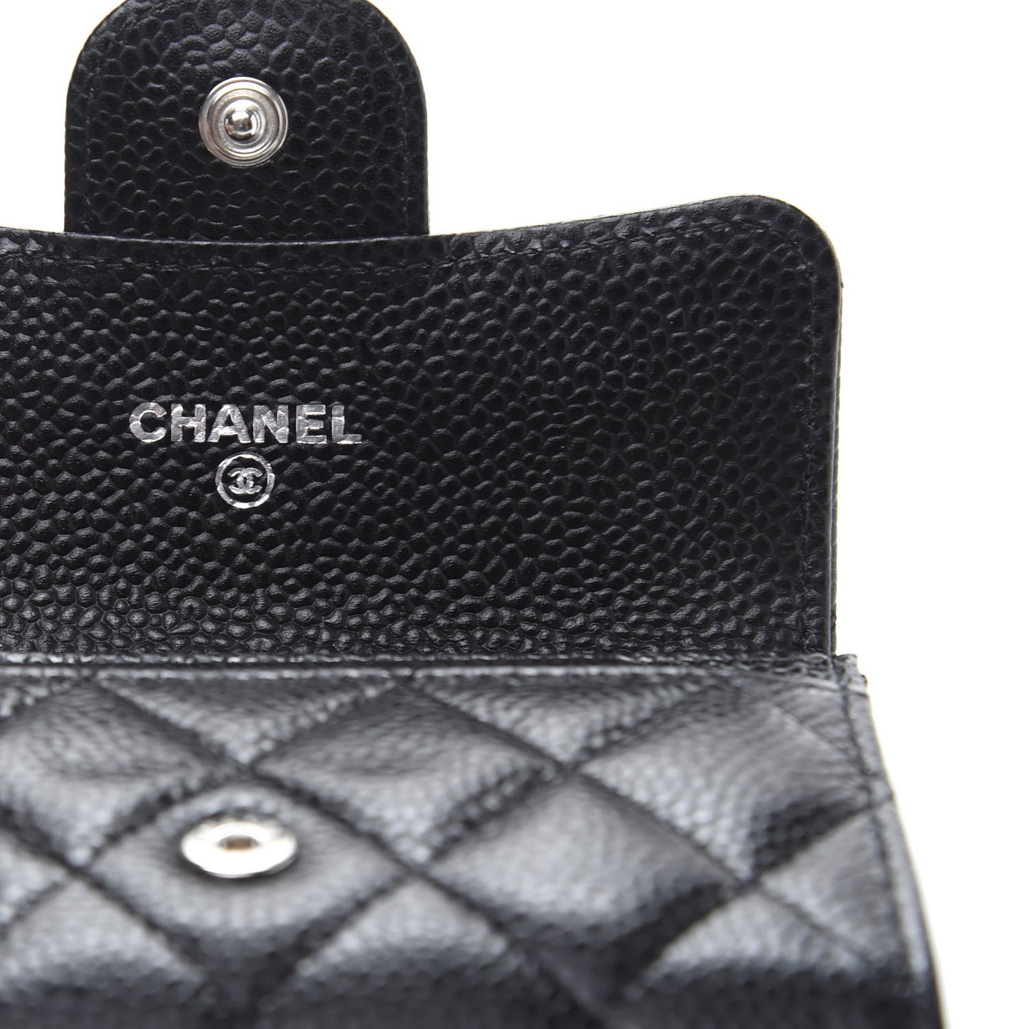 Caviar Quilted Flap Card Holder Black