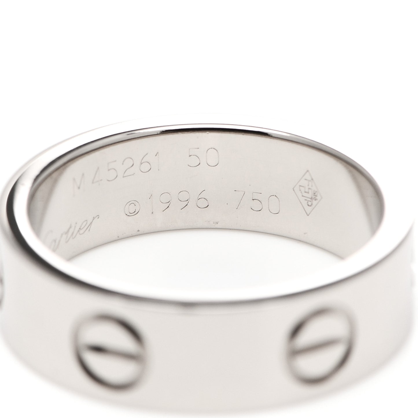 18K White Gold 5.5mm LOVE Ring 50 5.25