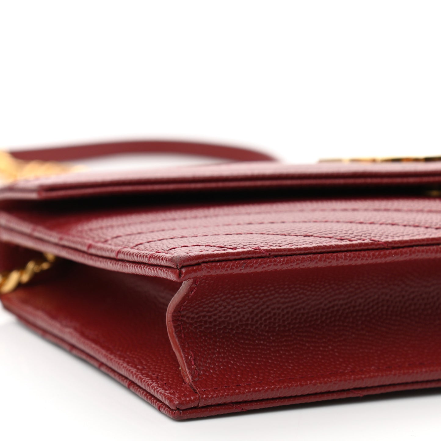 Grain De Poudre Matelasse Chevron Monogram Envelope Chain Wallet Opyum Red