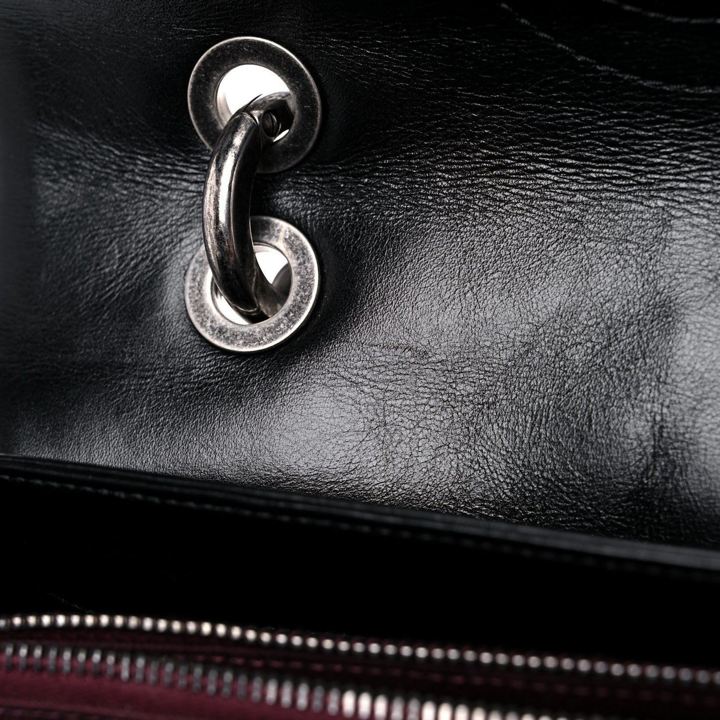 Calfskin Quilted Large Mad About Quilting Flap Black