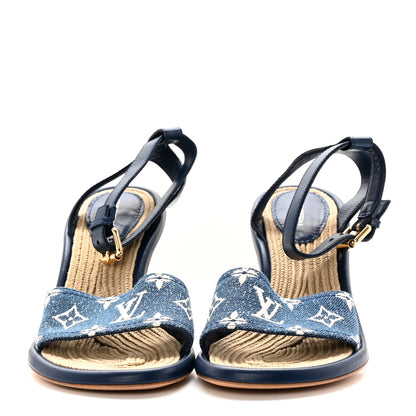 Louis Vuitton Monogram Denim Maia Wedge Sandal 36.5 2 of 11