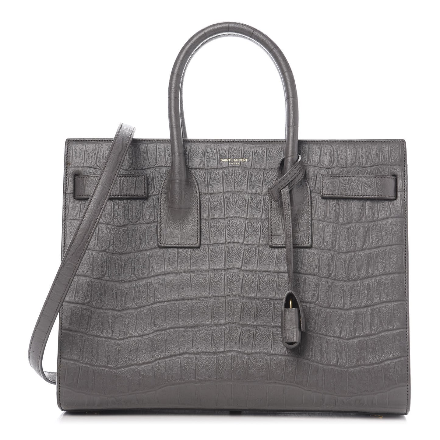 Calfskin Crocodile Embossed Small Sac De Jour Earth