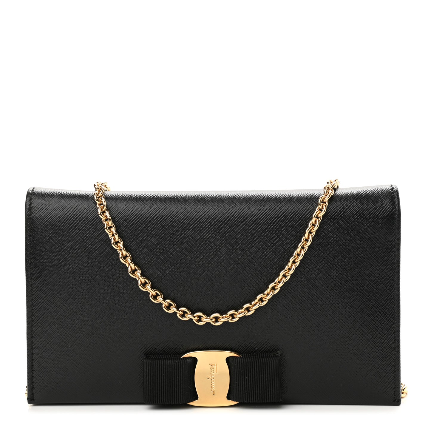 Calfskin Vara Wallet On Chain Black