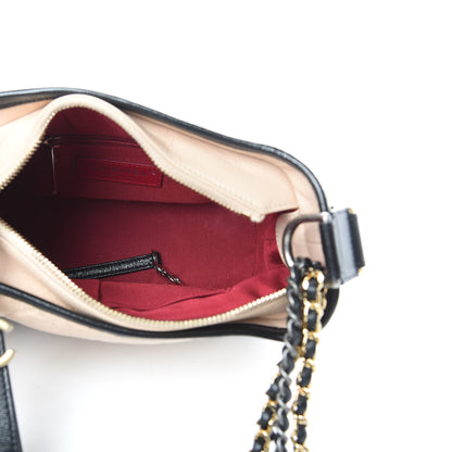 Chanel Aged Calfskin Quilted Small Gabrielle Hobo Beige Black 5 of 11