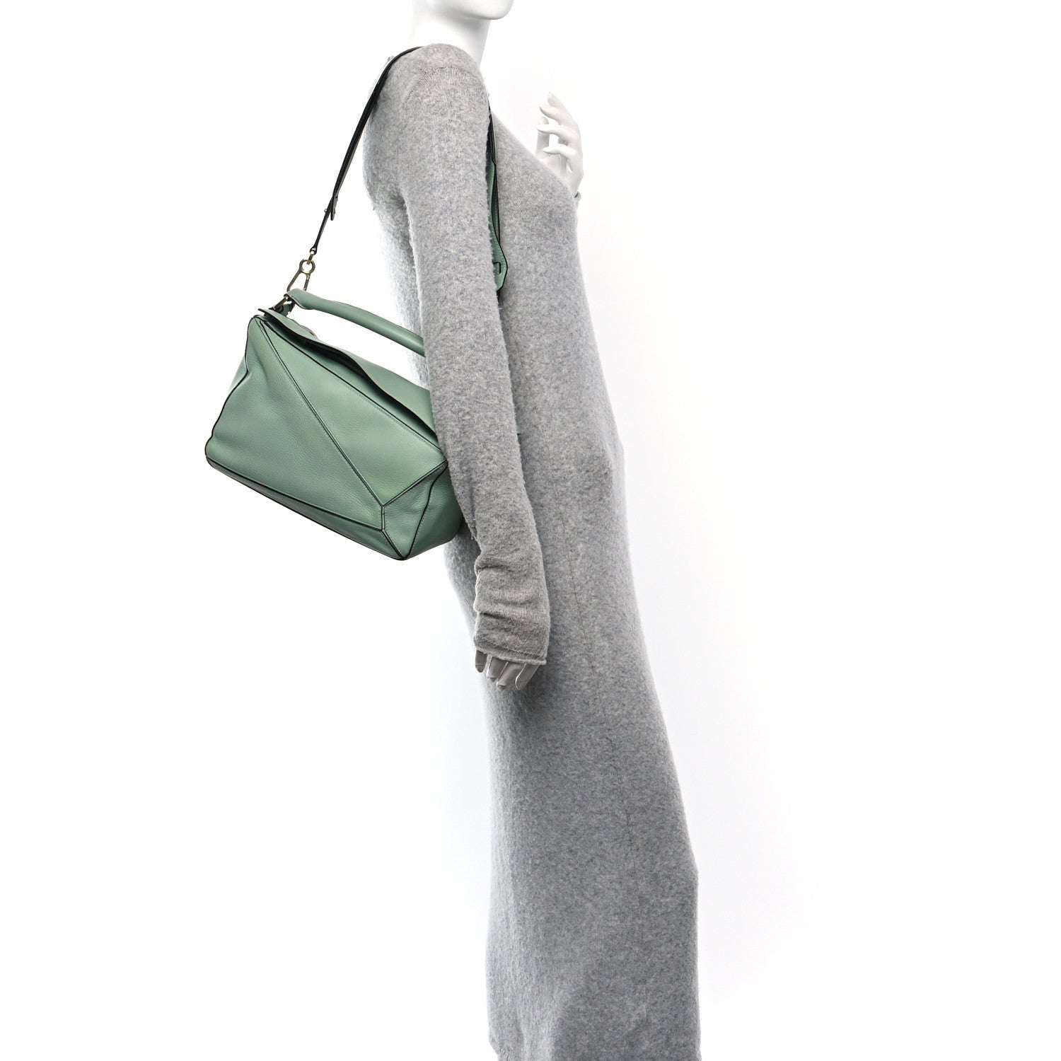 Loewe Calfskin Medium Puzzle Bag Sea Water Green 2 of 9