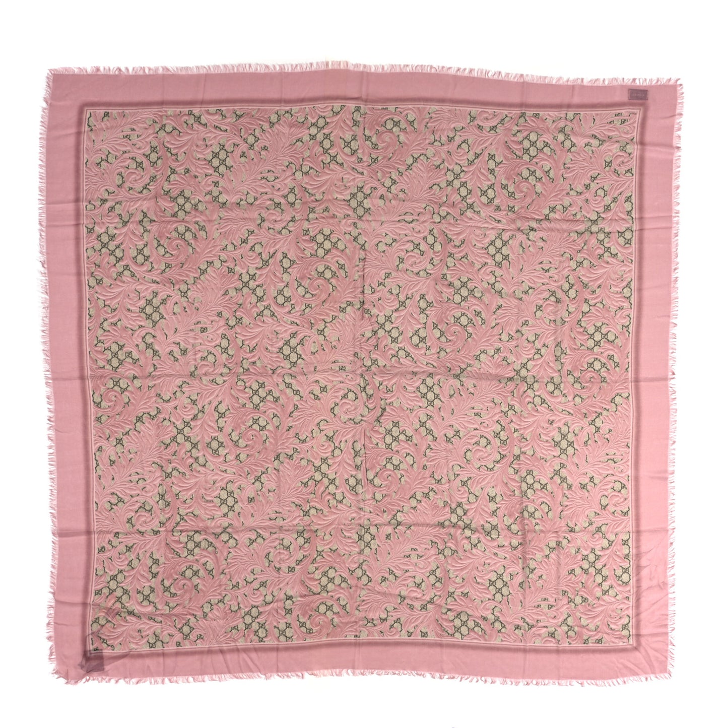 Modal Silk GG Monogram Big Arabesque Shawl Beige Pink