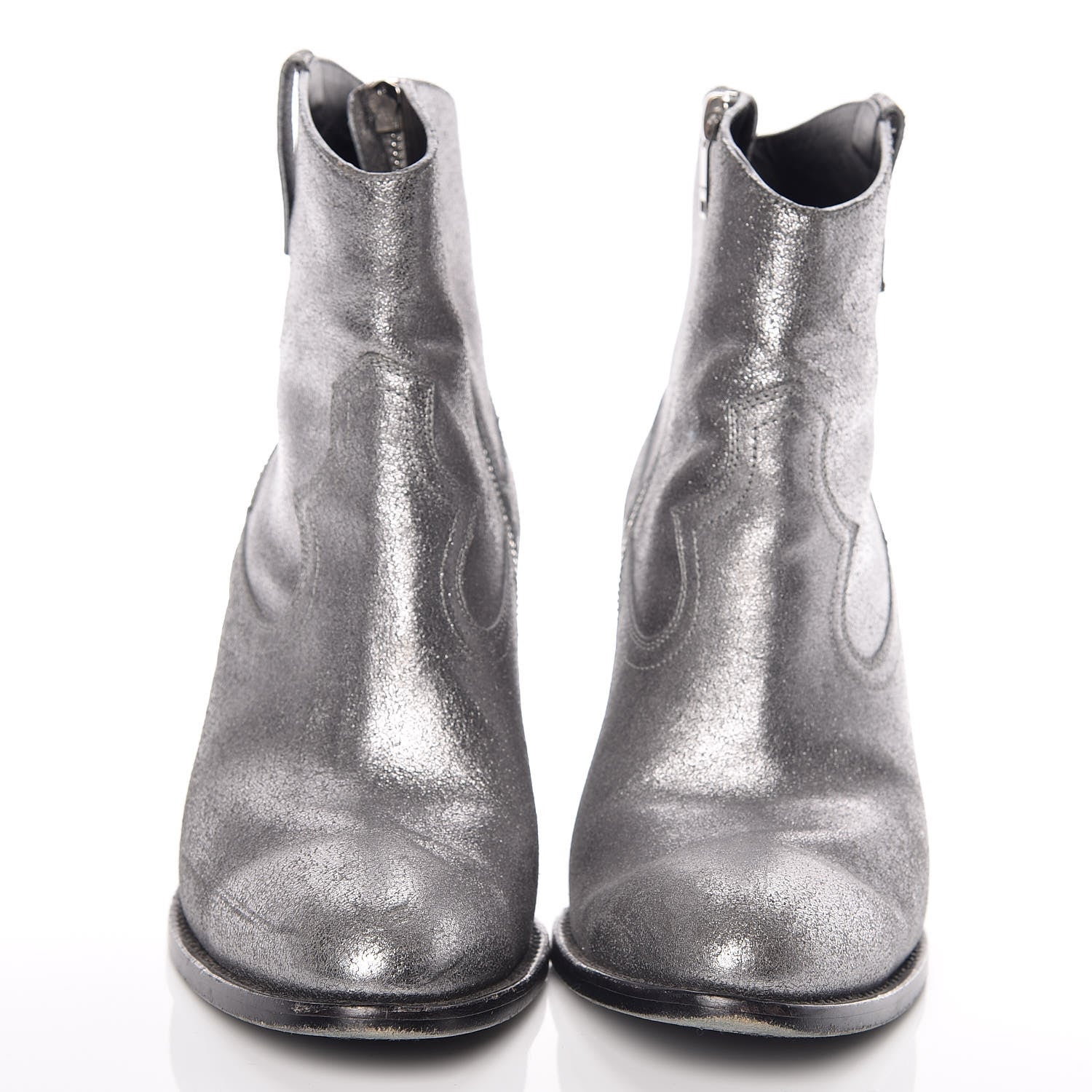 Saint Laurent Metallic Suede Curtis Ankle Boots 39 Dark Silver 2 of 22
