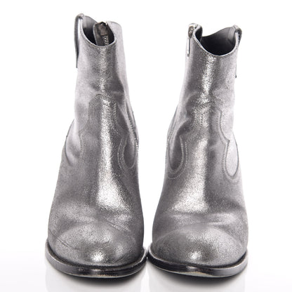 Saint Laurent Metallic Suede Curtis Ankle Boots 39 Dark Silver 2 of 22