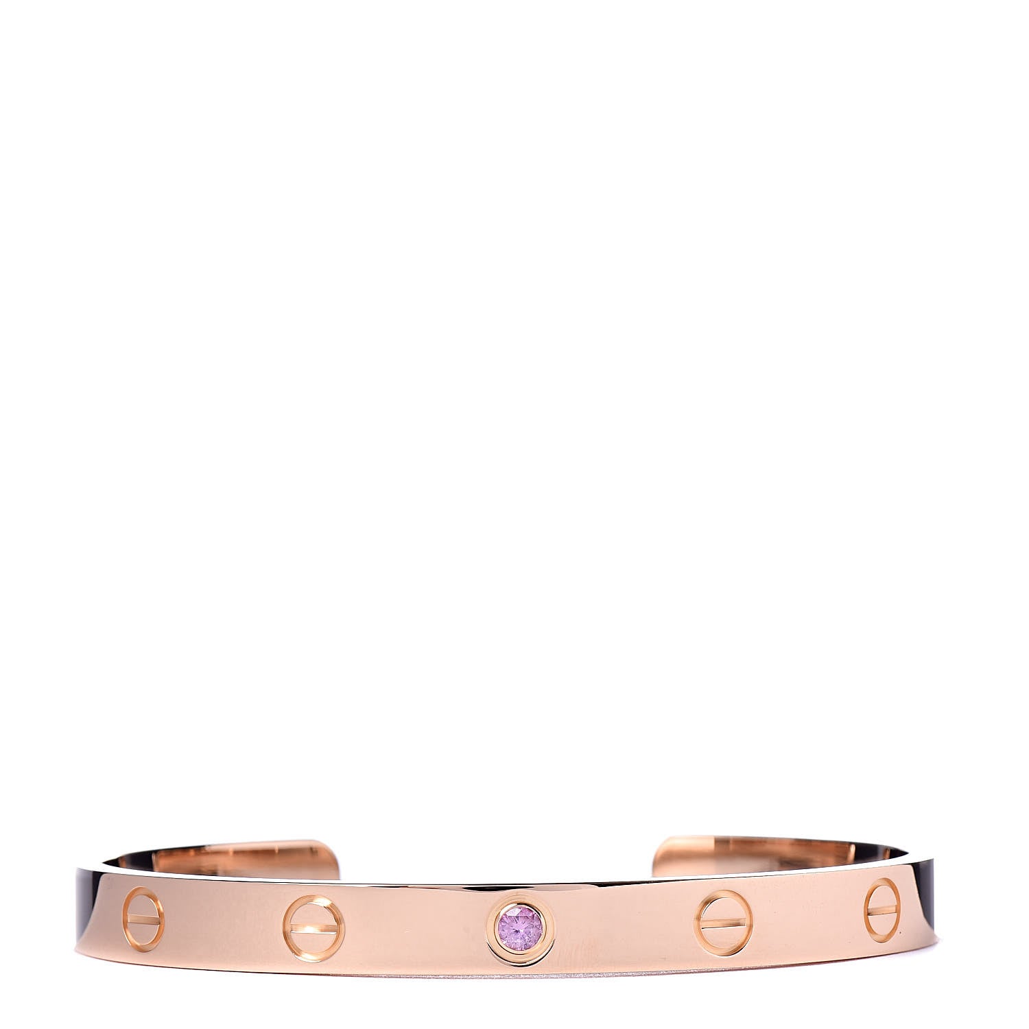 Cartier 18K Pink Gold Pink Sapphire LOVE Cuff Bracelet 17 1 of 5