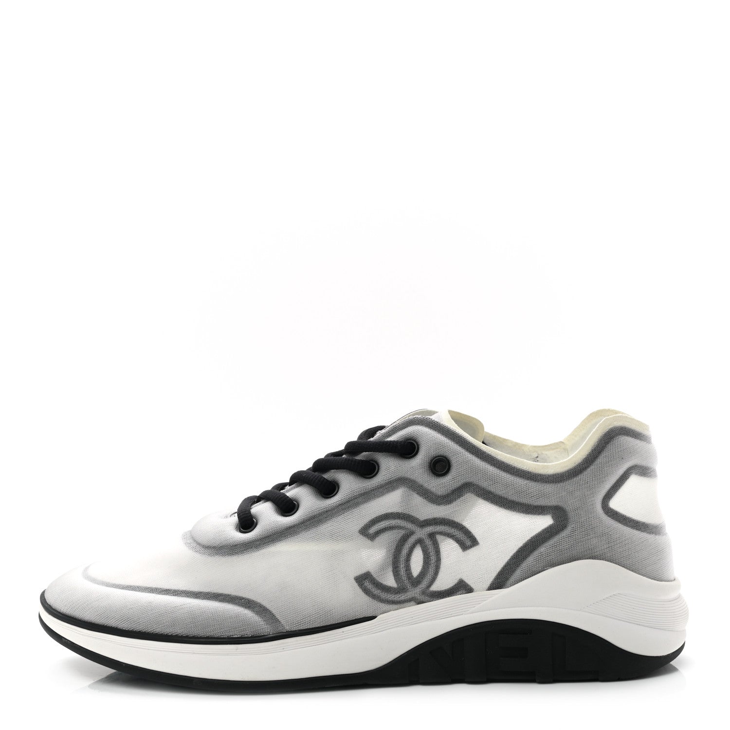 Chanel Mesh Lycra Thermoplastic Mens Sneakers 45 Grey White 1 of 8