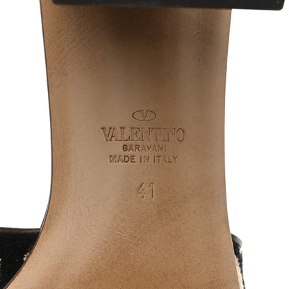 Valentino Garavani Toile Iconographe Vlogo Sandals 41  Naturale Black Brown Fondant 8 of 10