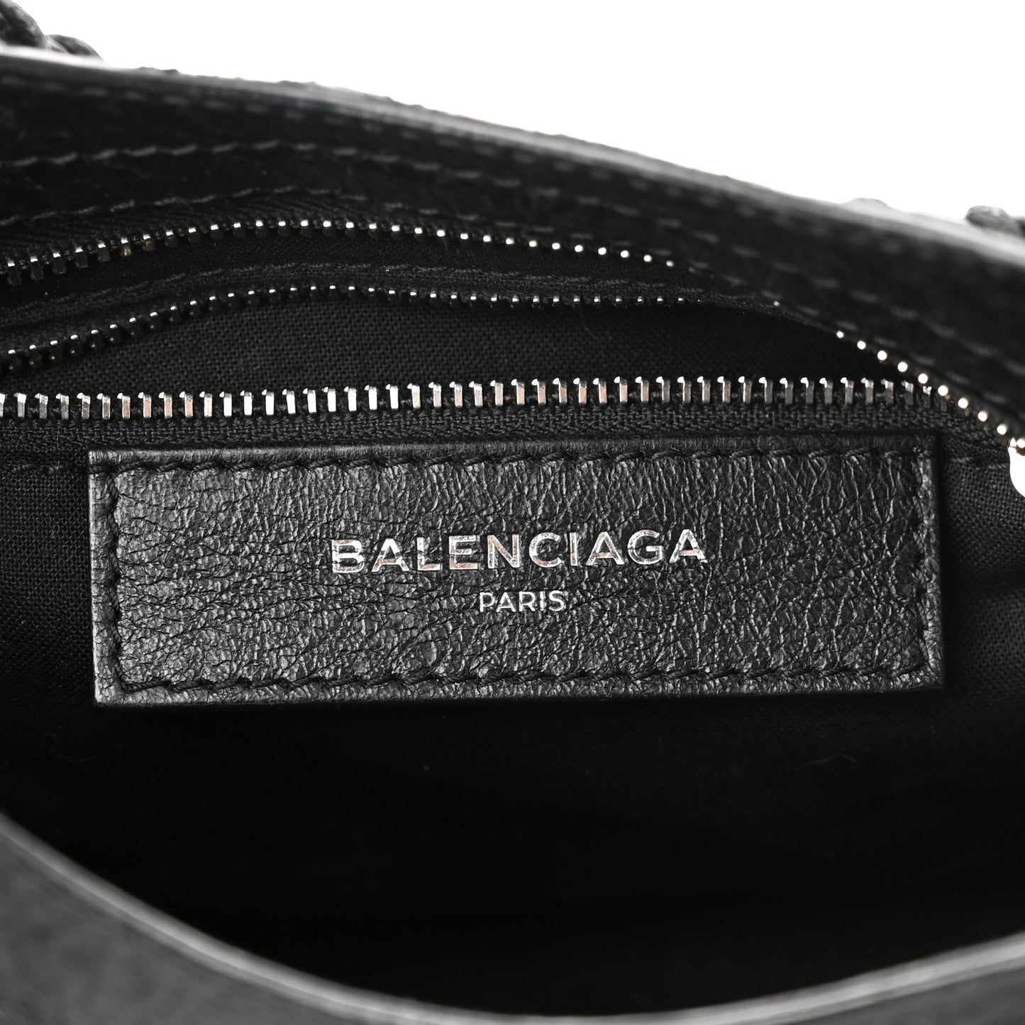 Agneau Classic Silver Hardware Mini City Logo Strap Black White