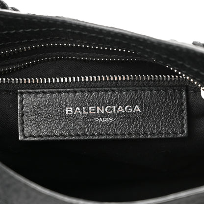 Balenciaga Agneau Classic Silver Hardware Mini City Logo Strap Black White 6 of 11