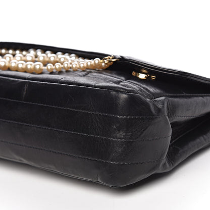 Chanel Lambskin Chocolate Bar Pearl Chain Flap Black 12 of 13