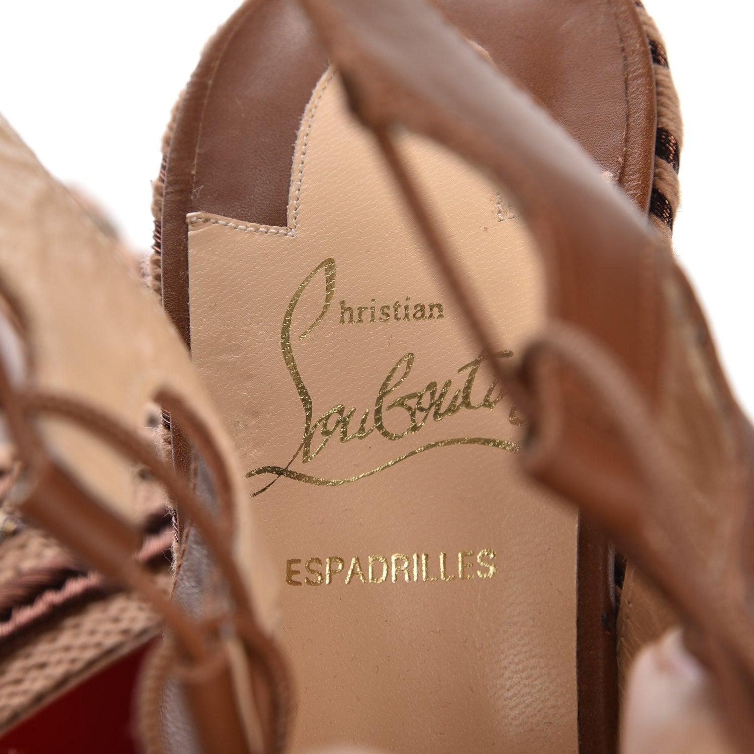 Christian Louboutin Calfskin Spagana 140 Lace Up Platform Wedge Sandals 39 Fauve 7 of 7