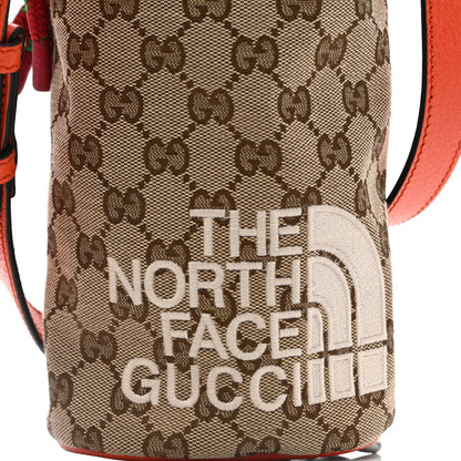 Gucci X THE NORTH FACE Monogram Textured Dollar Calfskin Barrel Shoulder Bag Beige Ebony Mystic White Deep Orange 9 of 12
