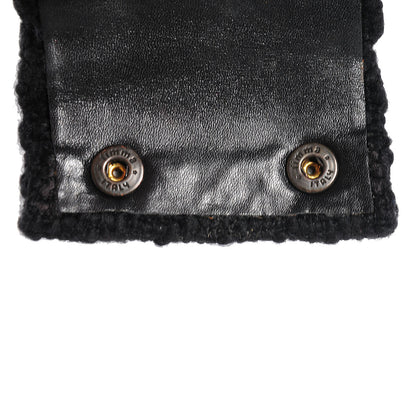 Chanel Tweed Cuff w Removable Gripoix Brooch Black 5 of 14