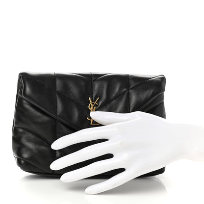 Saint Laurent Lambskin Monogram Loulou Puffer Pouch Clutch Black 2 of 7