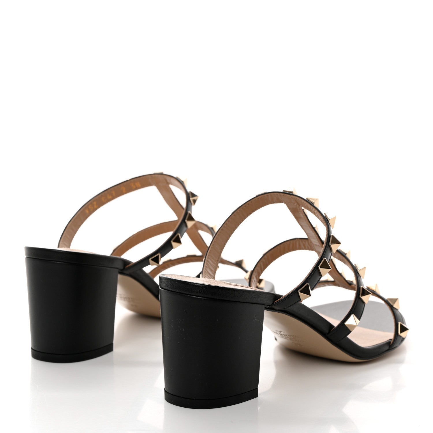 Valentino Garavani Calfskin Rockstud 60mm Caged Slide Sandals 38 Black 4 of 8