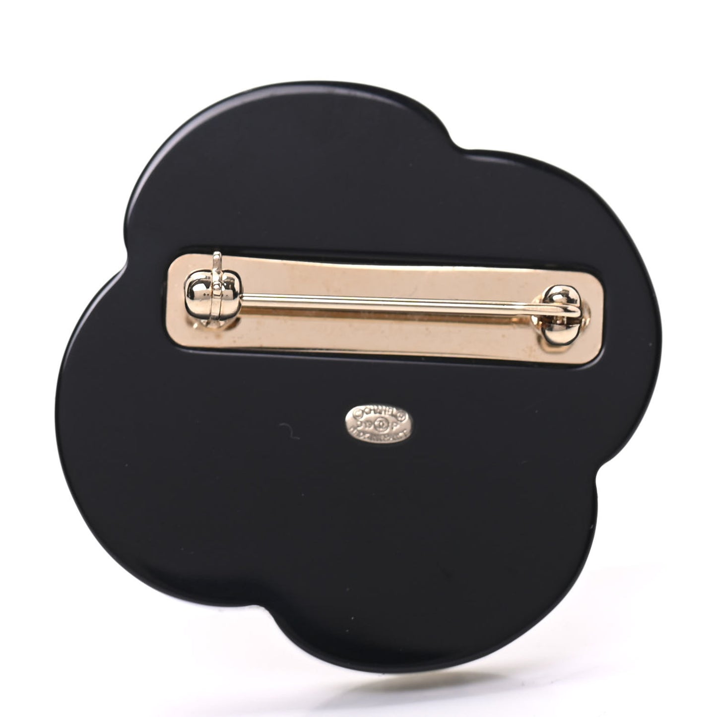 Resin Pearl Camellia Brooch White Black