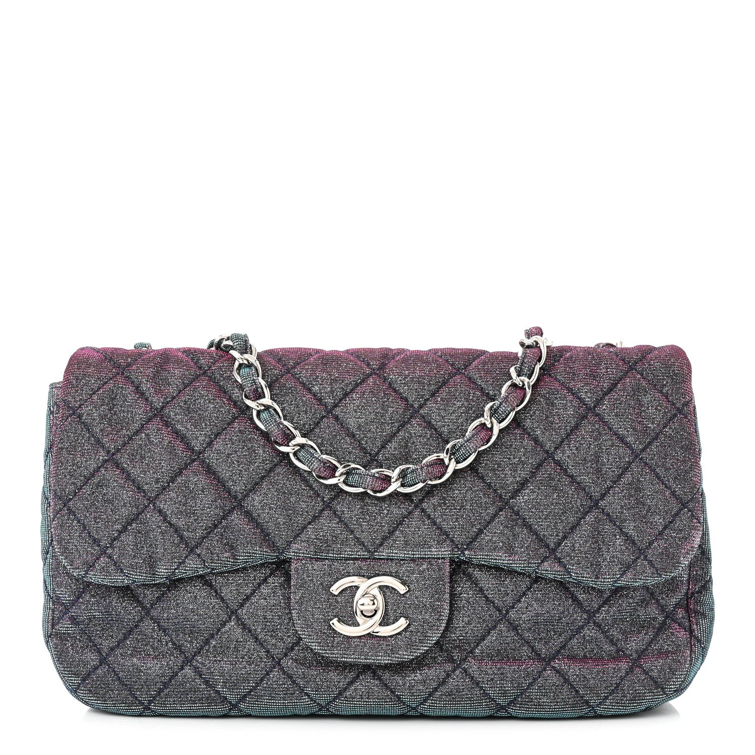 Chanel Iridescent Glitter Fabric Jumbo Single Flap Multicolor 1 of 11