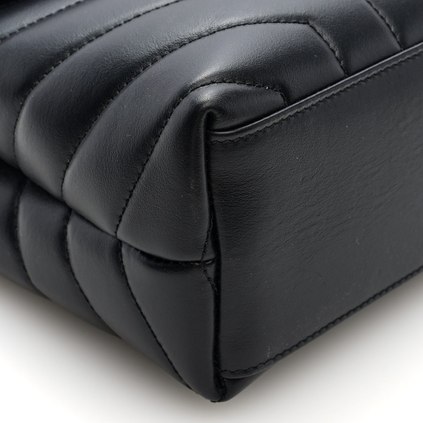 Calfskin Y Quilted Monogram Small Loulou Chain Satchel Black