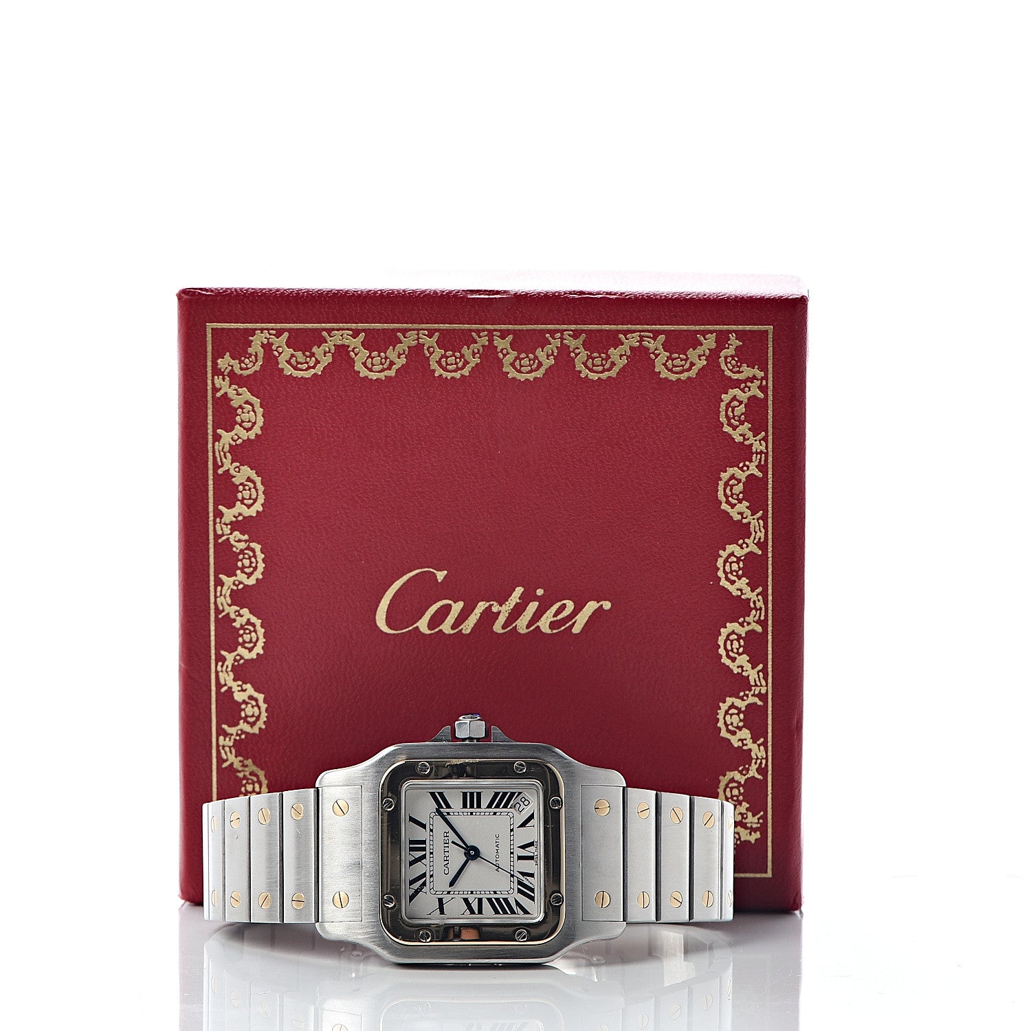 Cartier Stainless Steel 18K Yellow Gold 32mm Santos De Galbee Automatic Watch 7 of 7