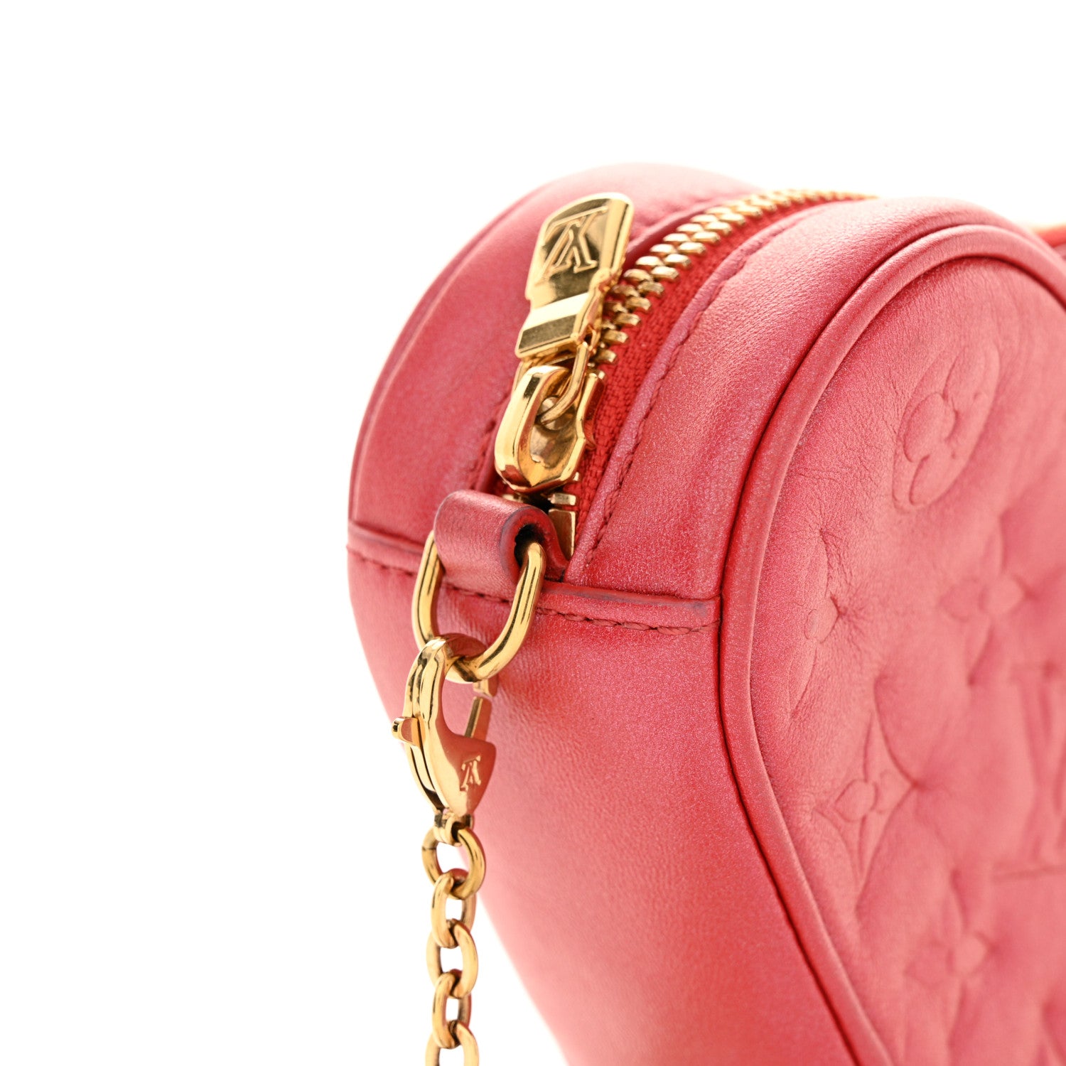 Louis Vuitton Lambskin Embossed Monogram Fall In Love Sac Coeur Heart Chain Bag Lipstick Red 11 of 12